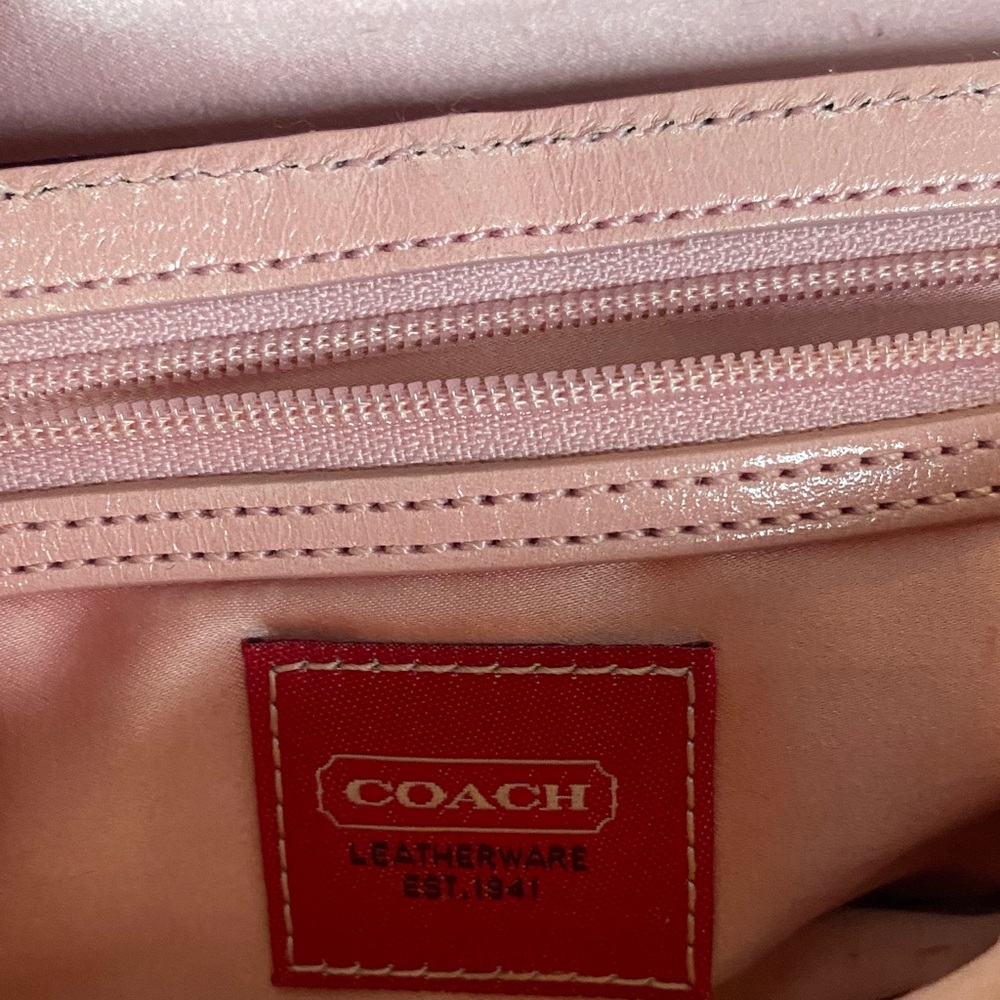Coach Burgundy Satin Clutch with Silver Chain - Picture 3 of 6